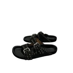 Isabel Marant 'Lennyo' Black Suede Slide Sandals Size 9